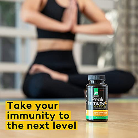 Daiwa Health Development - Daiwa PeakImmune4 – Suplemento Natural de Suporte Imunológico com Extrato de Farelo de Arroz RBAC e Micélio de Cogumelos Shiitake – Ultra Força