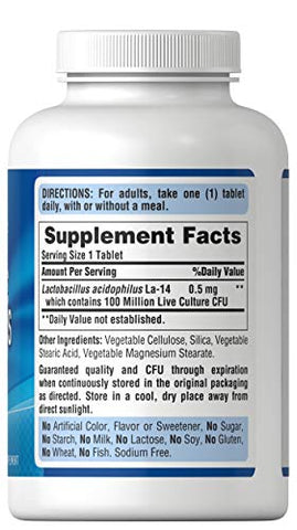 Puritan's Pride - Puritan’s Pride – Probiótico Acidophilus, Cápsulas, 250 Unidades (Embalagem de 1)