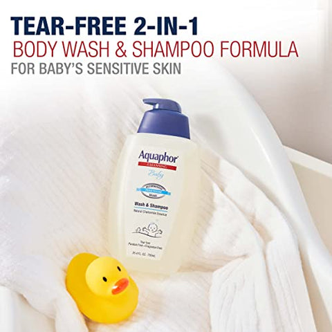 Aquaphor Baby Wash and Shampoo – Shampoo e Sabonete para Bebês sem Perfume, Frasco com Bomba de 750 ml