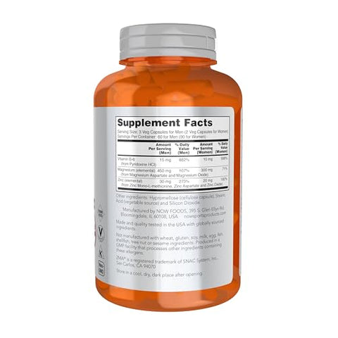 Sports Nutrition ZMA – Absorção Aprimorada, Recuperação Esportiva, 180 Cápsulas - NOW Foods