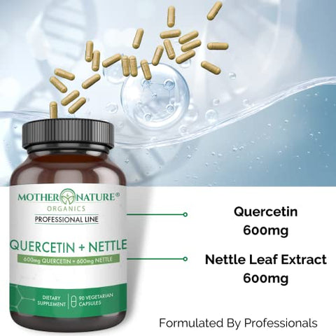 Mother Nature Organics Superfoods for Organic Living - Quercetina 600mg – Potente Antioxidante Natural – Marca Quercetina 600mg