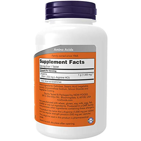 NOW Foods - Now Foods L-Arginine 1000mg – 120 Comprimidos (2 Pacotes) | Aumento de Energia e Desempenho | Marca Now Foods