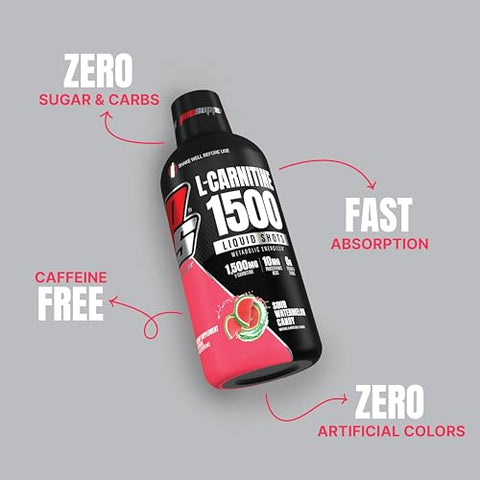 L-Carnitine 1500 Shots Líquidos Sem Estimulantes para Homens e Mulheres – Bebida Energética para Treino e Recuperação Muscular (31 Porções, Sabor Melancia Azeda) - PROSUPPS
