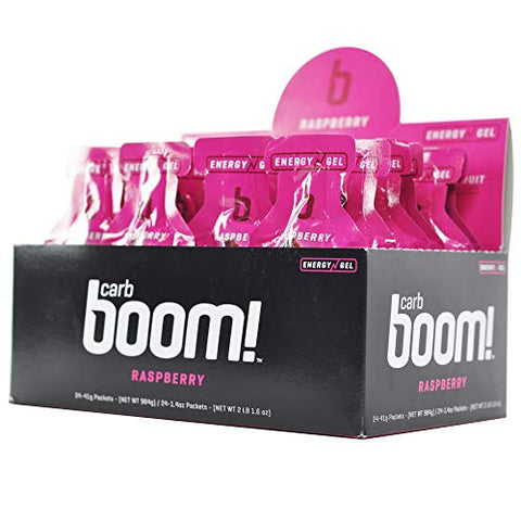 Boom Nutrition – Gel Energético Carb Boom – Gel Energético com Sabor de Frutas – Gel para Treino – Gel Energético para Ciclismo – Gel para Corrida – Gel Energético Natural – Framboesa (24 Unidades)