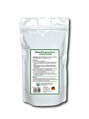 Detox Organic Green Enema Coffee - Detox Café Enema Verde Orgânico (454g) – Terapia (Gerson), Emagrecimento, Desintoxicação e Limpeza – Testado em Laboratório, Livre de Mofo – Alemanha Nº1