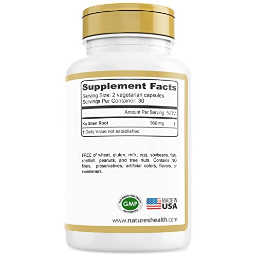 Nature's Health - Nature’s Health Ku Shen Sophora Flavescens Root – Suporte Natural à Saúde Respiratória – Reforça seu Sistema Imunológico – 960 mg por Porção – 60 Cápsulas Vegetarianas – Não-OGM