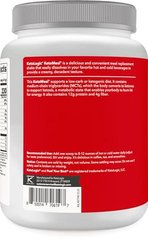 Ketologic - KetoLogic Shake em Pó Substituto de Refeição com MCT Óleo e Whey de Pasto – Fórmula Perfeita para a Cetose – 20 Porções – Chocolate