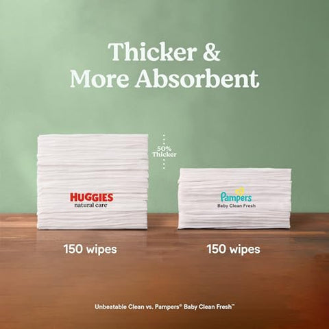 HUGGIES - Huggies Natural Care Lenços Umedecidos para Bebês Sensíveis, Hipoalergênicos, 99% Água Purificada, 3 Pacotes de Reposição (624 Lenços no Total) – Embalagem Variada