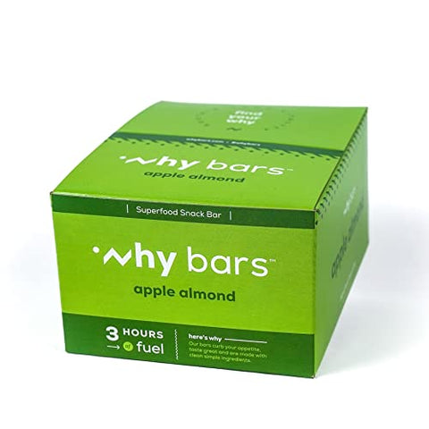 WHY BARS - Barra de Proteína Superfood, Maçã e Amêndoa, 57g (Embalagem com 12 Barras de Proteína) – Sem Glúten, Orgânica, Vegana, Ingredientes Simples