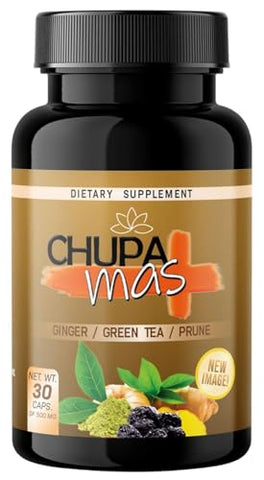 Lenico Comercializadora - ChupaMas: Cápsulas de Gengibre, Chá Verde, Ameixa, Alcachofra, Cúrcuma. 500 mg Cada