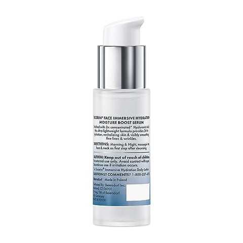 Face Serum Hidratação Imersiva para o Rosto, Sérum de Ácido Hialurônico Ultraleve Suaviza Linhas Finas e Rugas, Frasco de 30 ml - Eucerin