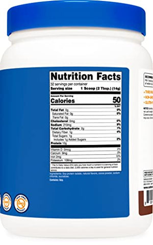 Proteína de Soja em Pó, 454g Chocolate, 10g de Proteína por Porção, Vegetariano, Não-OGM - Nutricost