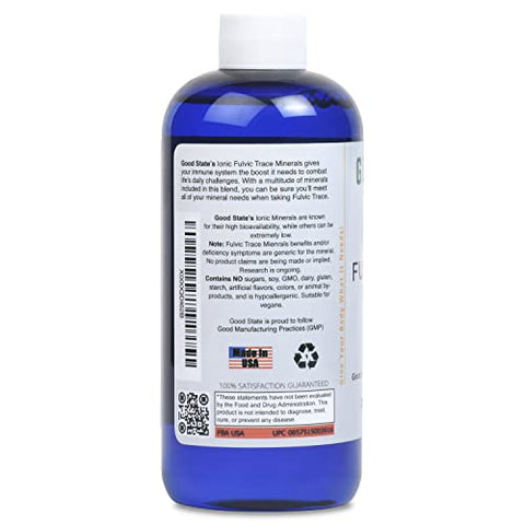 Mistura de Minerais Traços Líquidos com Ácido Fúlvico para Absorção Ótima | Gotas de Minerais Traços para Água para Suporte Essencial à Saúde Geral | 96 Porções a 125 ml | Marca Good State - Good State