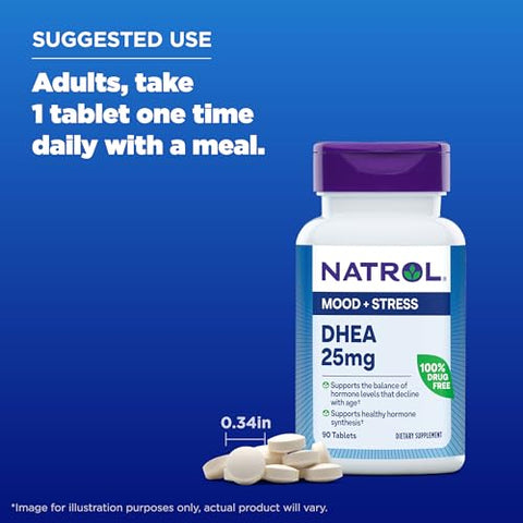 Dhea 25mg – 90 Comprimidos | Aumente sua Energia e Vitalidade - Natrol