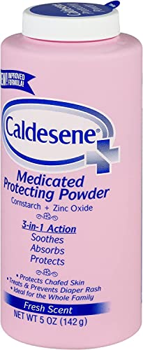 Pó Corporal Protetor Medicado com Óxido de Zinco e Amido de Milho, Livre de Talco, 150g (Pacote com 2) - Caldesene