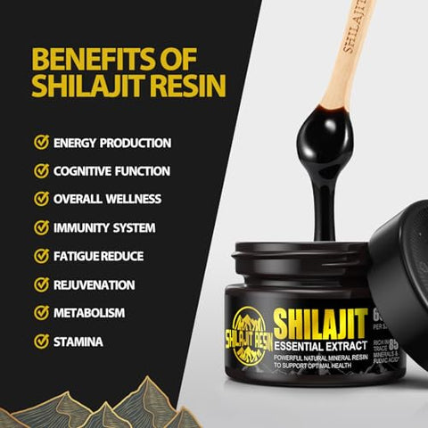 Shilajit Puro do Himalaia Orgânico Boysea – Grau Ouro 100% Shilajit com 85 Minerais Traços – 10g