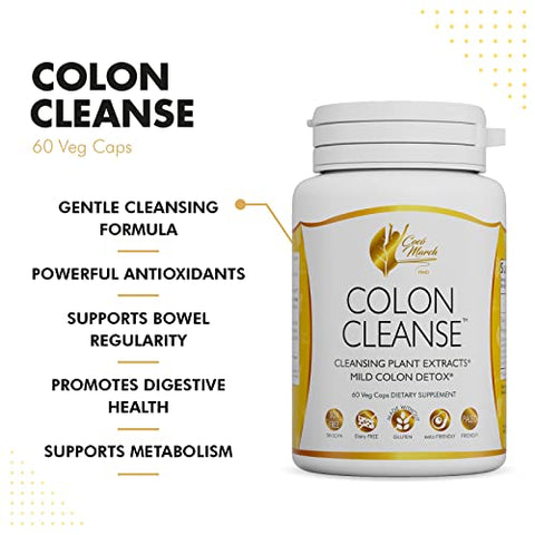 Cocó March N.M.D - Coco March Colon Cleanse – Suplemento Alimentar para Limpeza do Cólon, Extratos Vegetais de Limpeza, Limpeza Suave do Cólon – Sem Glúten, Sem Lactose, Sem Soja, Amigável ao Keto e Paleo, 60 Cápsulas Vegetais – 15g