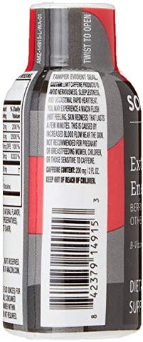 Amazon Brand – Solimo Energy Shot, Sabor de Frutas Vermelhas, 60 ml (Embalagem com 12 unidades)