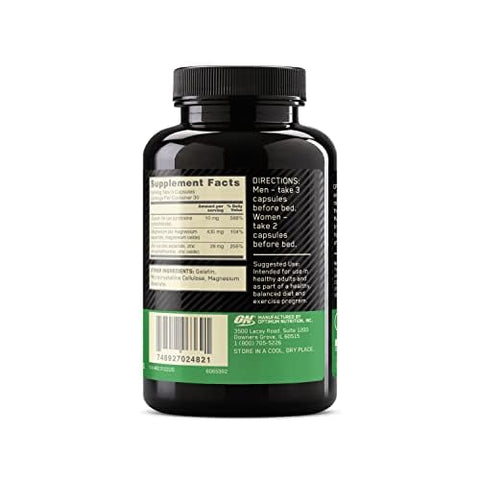 Suplemento Optimum Nutrition para Recuperação Muscular e Resistência, Zinco e Magnésio, 90 Cápsulas