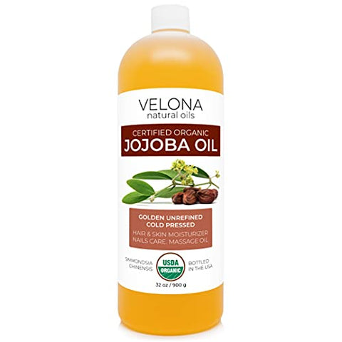 velona - Óleo de Jojoba Orgânico Certificado pelo USDA – 946 ml (Com Bomba) | 100% Puro e Natural | Dourado, Não Refinado, Extraído a Frio, Livre de Hexano