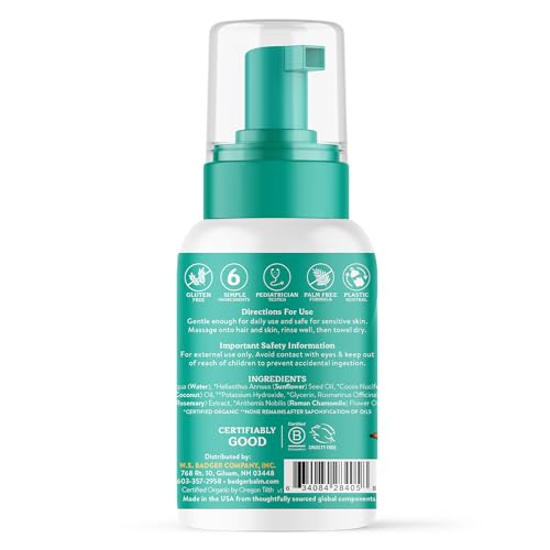 Baby Wash – Shampoo e Sabonete Líquido de Camomila Calmante para Bebês, Orgânico, Suave para Recém-Nascidos e Crianças, 300 ml - Badger