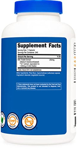 Cardo Mariano 250mg, 240 Cápsulas (2 Frascos) – Comprar Online - Nutricost