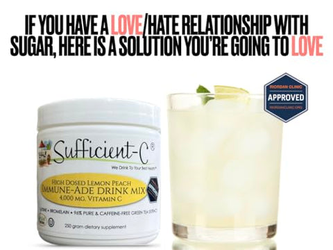 Bebida em Pó Imunoestimulante de Limão e Pêssego com 4000 mg de Vitamina C – 250g - Sufficient-C