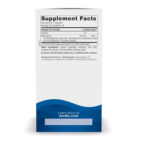 Magnesium Complex – 90 Cápsulas – 225 mg Magnésio – Saúde Cerebral - Nordic Naturals