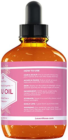 Óleo de Emu, Fortalecedor Capilar 100% Natural, Hidratante Anti-Envelhecimento para a Pele 120 ml - Leven Rose