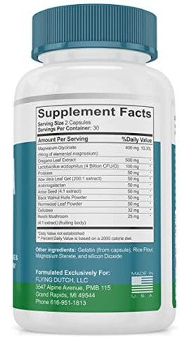 FLYING DUTCH - CANDI CLEAR: Suplemento com Orégano, Magnésio e Cogumelo Reishi | Complexo de Suporte Intestinal para Digestão – Fortalecimento Extra