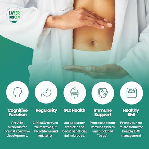 Pó Prebiótico de Oligossacarídeos do Leite Humano (HMO 2′-FL) – Alimente 200 Bilhões de Probióticos por Porção, 45 Porções - Layer Origin