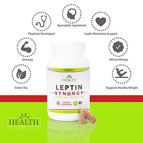 Health As It Ought To Be - Leptin Syn3rgy: Cápsulas de Chá Verde, Manga Africana e Ginseng | Saúde Como Deve Ser | 60 Cápsulas
