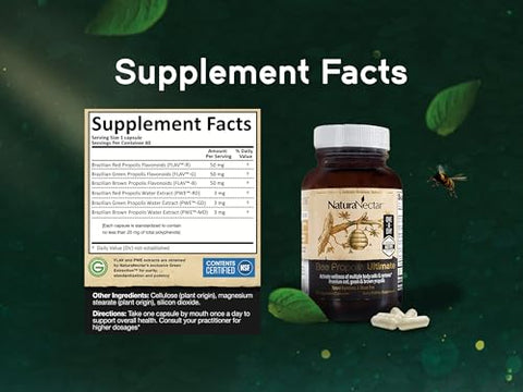 Ultimate Bee Propolis Certificado NSF | Propolis Vermelha, Verde e Marrom Premium do Brasil | com Flavonoides e PWE | Apicultura Ética | 100% Natural - NaturaNectar