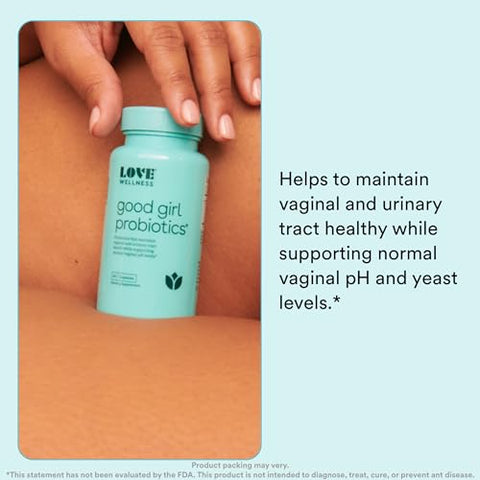 Probióticos Vaginais para Mulheres, Good Girl Probióticos | Suplemento para Equilíbrio do pH e Saúde Feminina com Prebióticos | Saúde do Trato Urinário para Odor Vaginal | Marca Love Wellness - Love Wellness