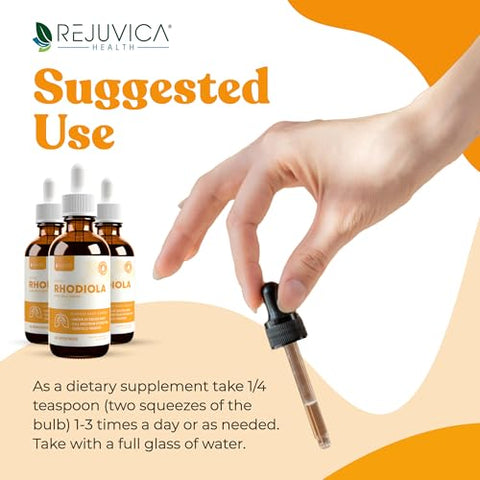 Rejuvica Health - Active Rhodiola – Extrato de Raiz de Rhodiola com Rosavinas Naturais, Entrega Líquida para Melhor Absorção – Suporta Níveis de Energia e Alívio do Estresse