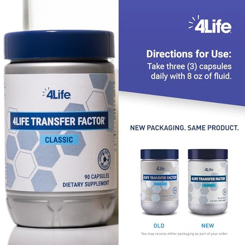 Transfer Factor Classic – Suplemento de Suporte Imunológico com Colostrum Bovino para Reconhecimento, Resposta e Memória do Sistema Imunológico Aprimorados – para Idades a partir de 2 anos – 90 Cápsulas Vegetais - 4Life