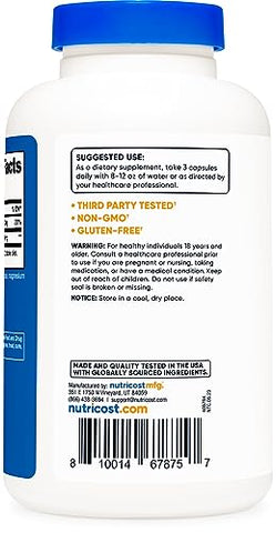 Calcium Lactate 2,100mg – 180 Cápsulas Veganas, Sem OGM e Sem Glúten – 60 Porções - Nutricost