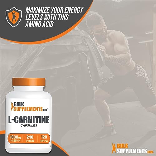 Suplemento de L-Carnitina 1000mg em Cápsulas – BulkSupplements.com, 240 Cápsulas (Embalagem de 1)