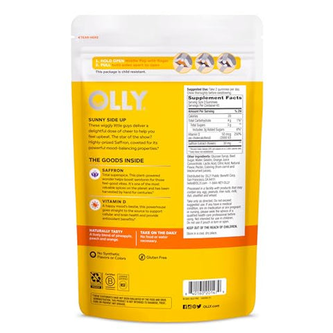 Hello Happy Gummy Worms – Equilíbrio do Humor, Vitamina D, Açafrão, Suplemento Mastigável para Adultos, Livre de Glúten, Sabor Tropical – 90 Unidades - OLLY