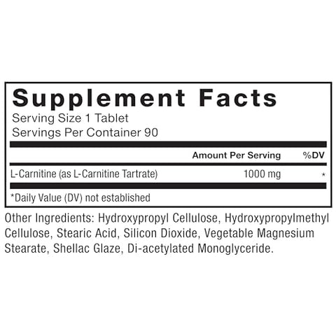 Force Factor - Suplemento FORCE FACTOR L-Carnitina, L-Carnitina Tartarato 1000mg em Comprimidos para Converter Gordura em Energia, Apoiar a Recuperação Muscular e Aumentar o Desempenho nos Exercícios, Vegano, Não-OGM, 90 comprimidos