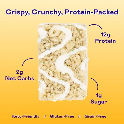 Magic Spoon - MAGIC SPOON Treats – Barra de Cereal Crocante, Baixo Carboidrato, Rico em Proteínas, Amigável à Dieta Keto, 1g de Açúcar, Sem Glúten (Sabor Bolo de Aniversário, 8 Barras)