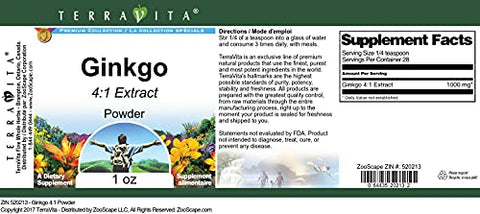 Terravita - Ginkgo em Pó 4:1 (30g) – Pacote com 3 unidades