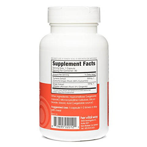 her vital way - TurmerZing: Cúrcuma e Gengibre Testados C-14 para Resposta Inflamatória Saudável, 95% Curcuminoides 5% Gingeróis