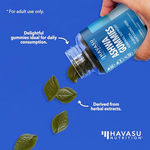 HAVASU NUTRITION - Ashwagandha Gummies – Suporte Herbal para Calma Natural – Gummies de Ashwagandha para Mulheres e Homens – Suplemento Sem OGM e Sem Glúten – 120 Veganos