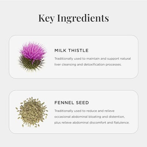 Vitamins Fórmula Detox e Desinchá para Saúde do Fígado | Cápsulas Detox para o Fígado | Fórmula Desinchá com Cardo Mariano, Cúrcuma, Funcho | Suplemento para Limpeza do Fígado (60 Comprimidos) - JSHealth