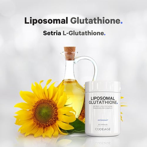Liposomal Glutationa – Suplemento Puro de Setria L-Glutathione Reduzida, Entrega Lipossomal, Complexo de Fosfolipídeos – Cápsulas de Pó de Glutationa Encapsulada – Vegano, Não-OGM – 60g - Codeage