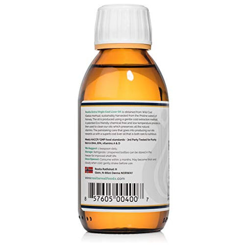 Rosita Real Foods - Óleo de Fígado de Bacalhau Extra Virgem Rosita – Líquido 100ml