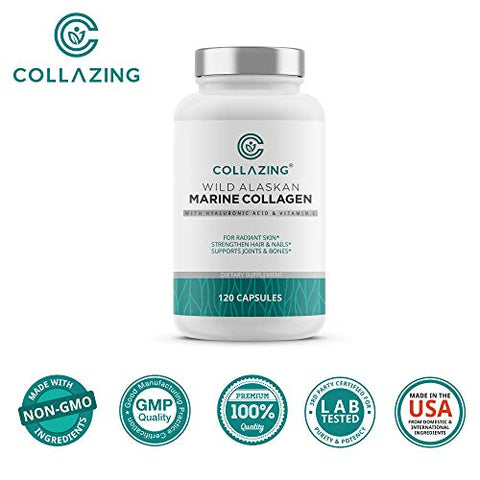 C COLLAZING - Colágeno Marinho Alaskan Wild-Caught com Peptídeos e Ácido Hialurônico – 100g
