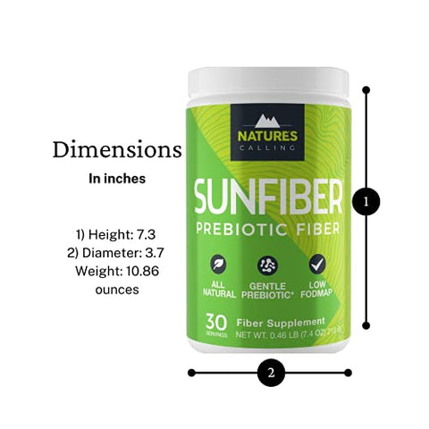 NATURE'S CALLING - NATURE’S CALLING – Suplemento de Fibra Natural | Suave | Não-OGM | Baixo FODMAP | Sunfiber | Prebiótico, 30 Porções (210g)