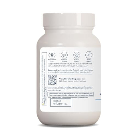 Eleg Fem – Cápsulas Vegetarianas para Menopausa, Equilíbrio Hormonal, 60 Cápsulas - Ayush Herbs